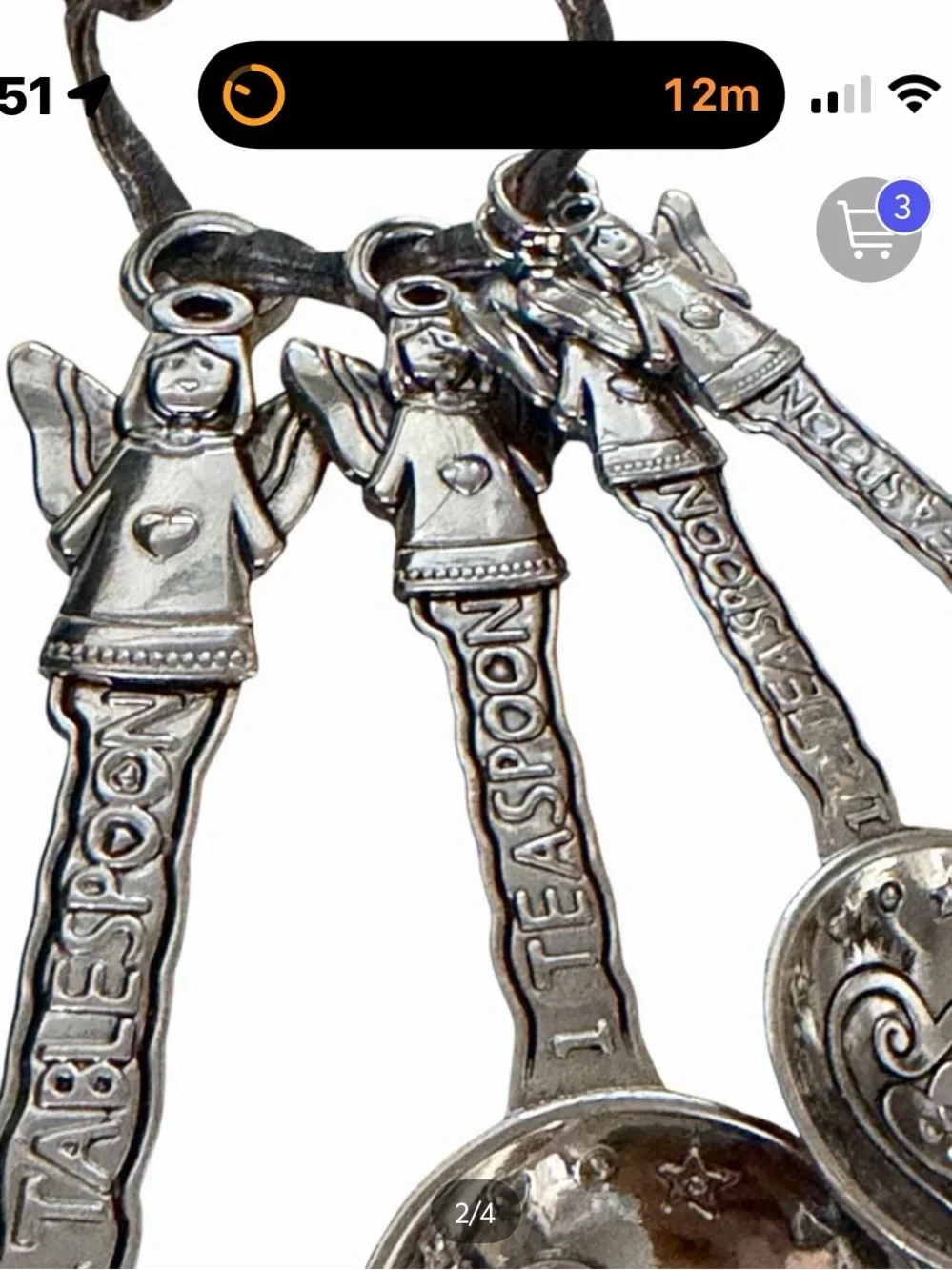 GANZ Silver Heart Measuring Spoon Angels Set